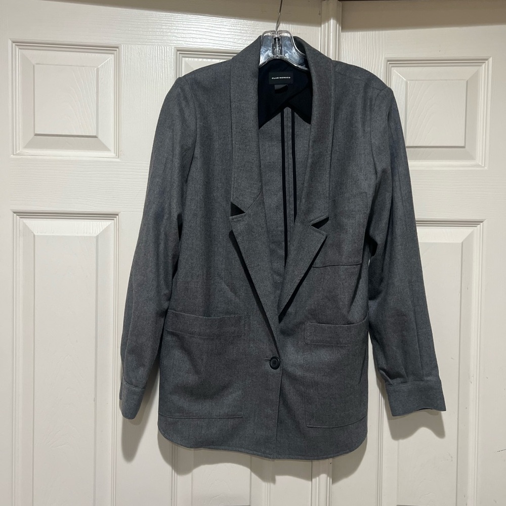 Club Monaco Gray wool lightweight Women sz 4 blazer career‎ office work business